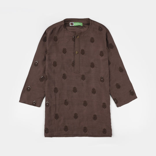 Infant Boys Cotton Poplin Kurta Pajama (Sitara) - Brown