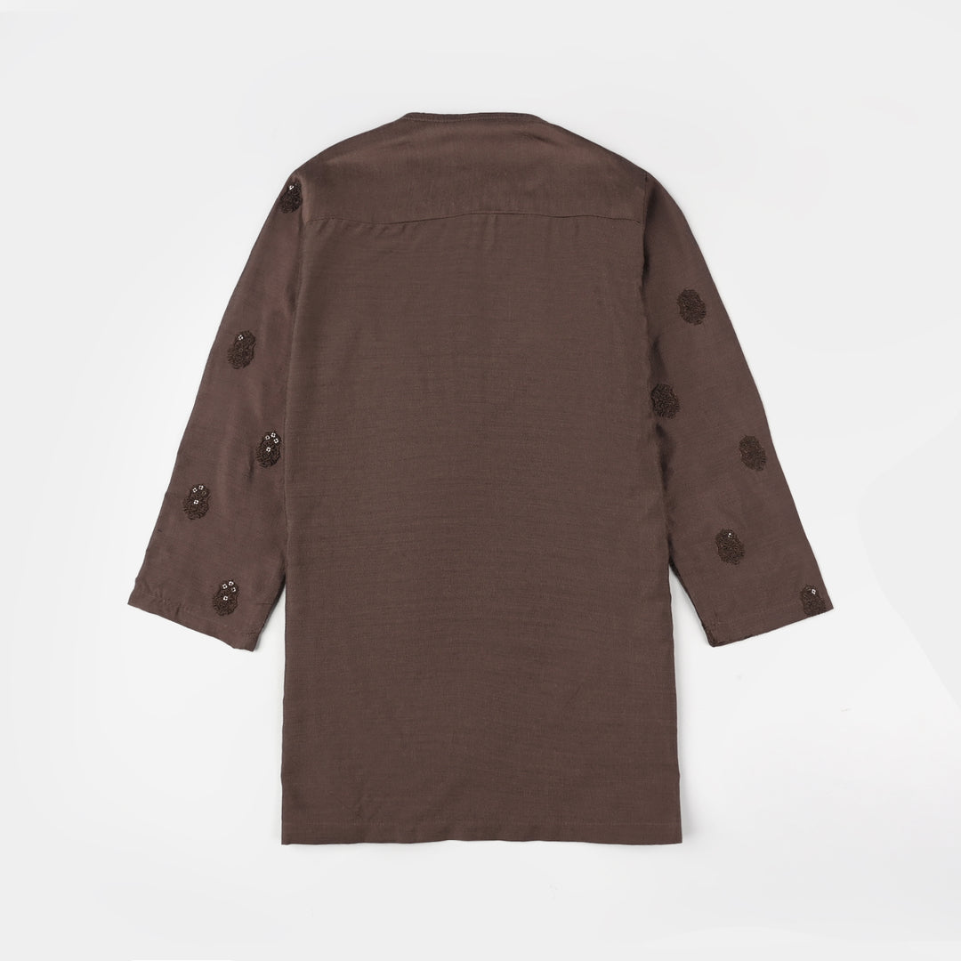 Infant Boys Cotton Poplin Kurta Pajama (Sitara) - Brown