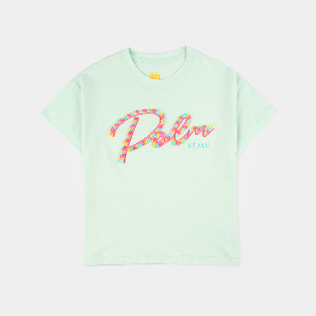 Girls Cotton Interlock T-Shirt (Palm Beach) - Green