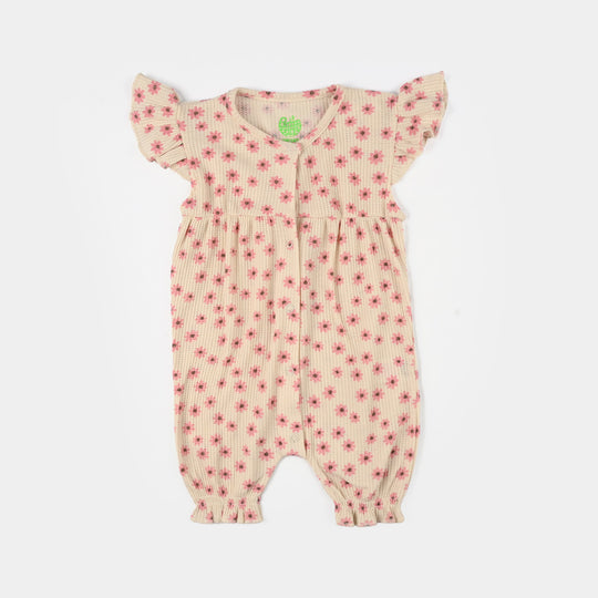 Infant Girls Thermal Romper (Tiny Blooms) - Beige
