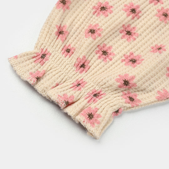 Infant Girls Thermal Romper (Tiny Blooms) - Beige