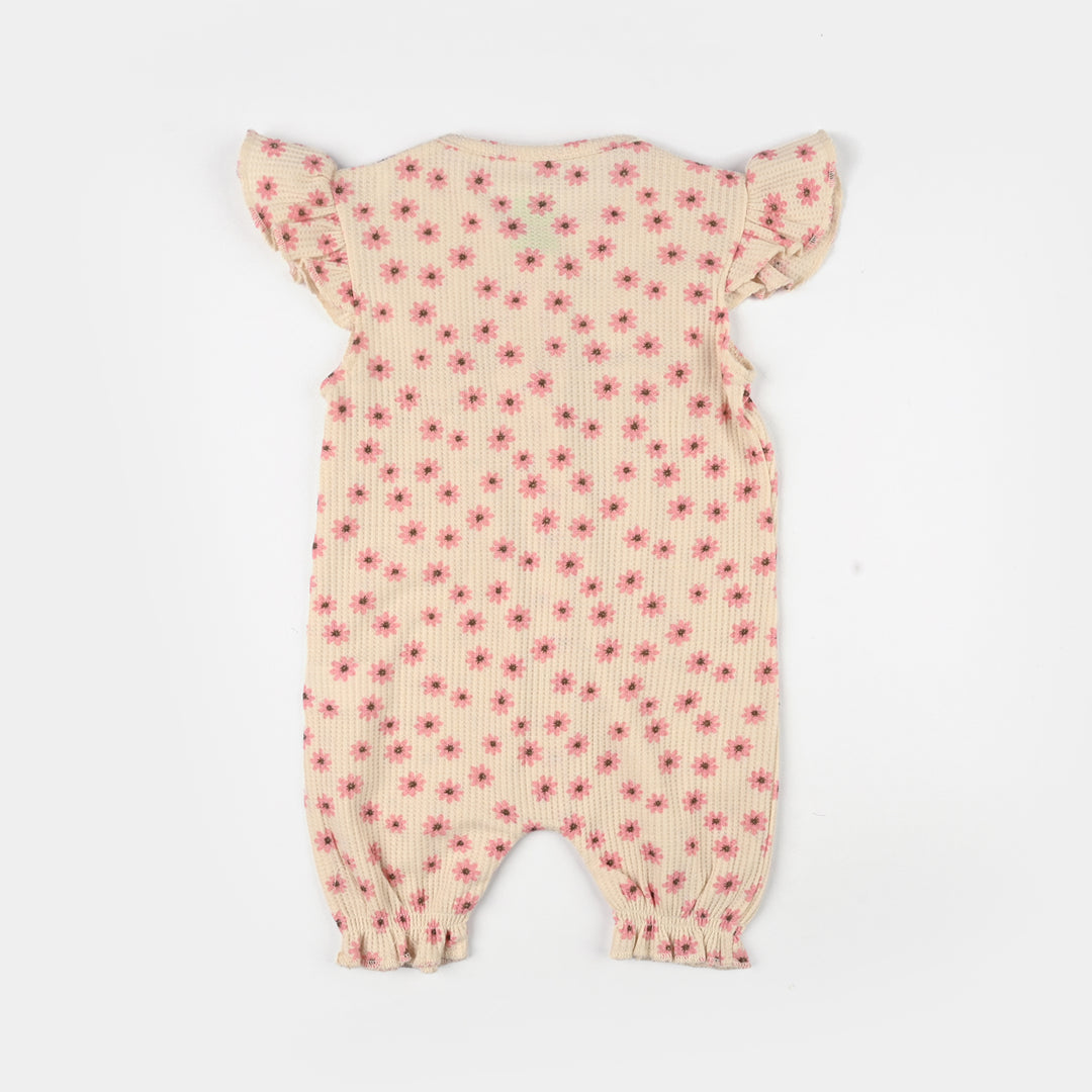 Infant Girls Thermal Romper (Tiny Blooms) - Beige