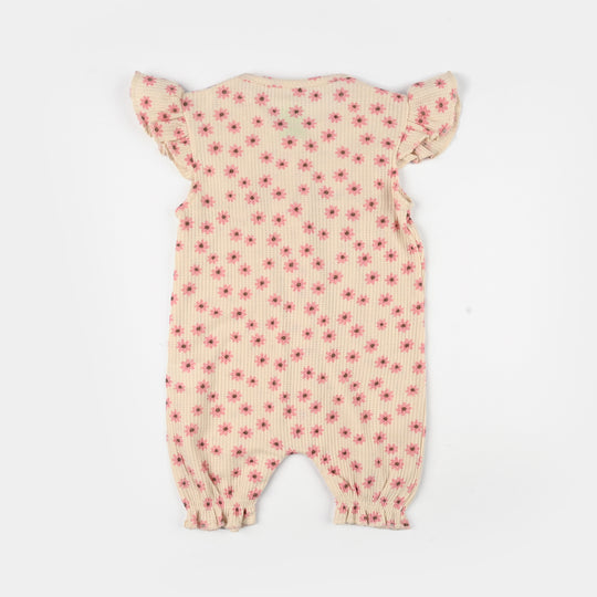 Infant Girls Thermal Romper (Tiny Blooms) - Beige