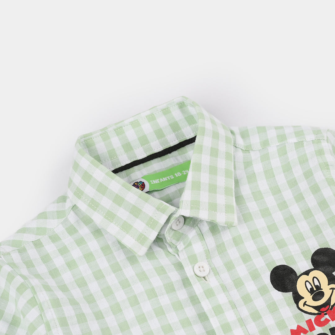 Infant Boys Yarn Dyed Shirt (Check) - Green