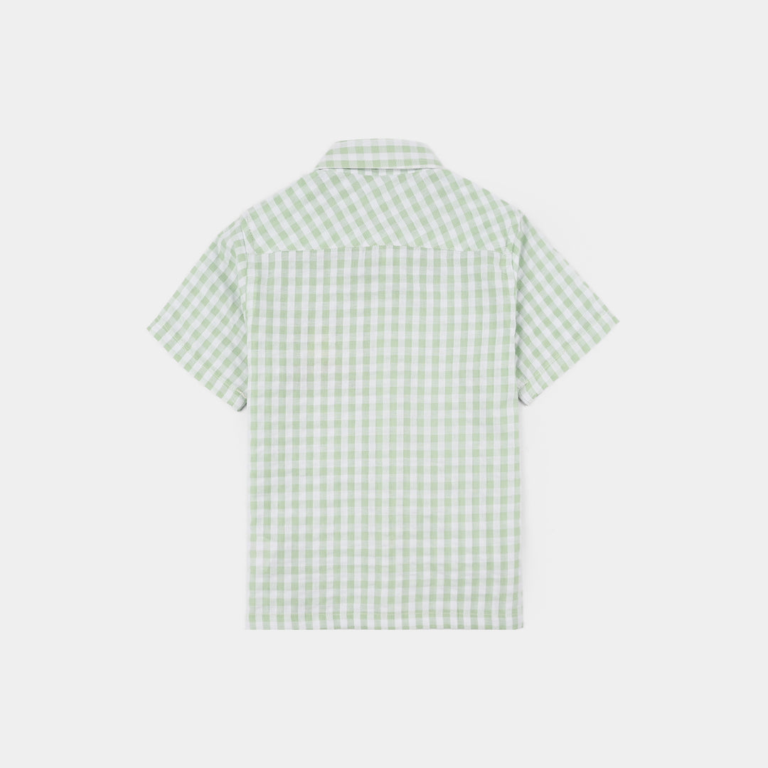 Infant Boys Yarn Dyed Shirt (Check) - Green