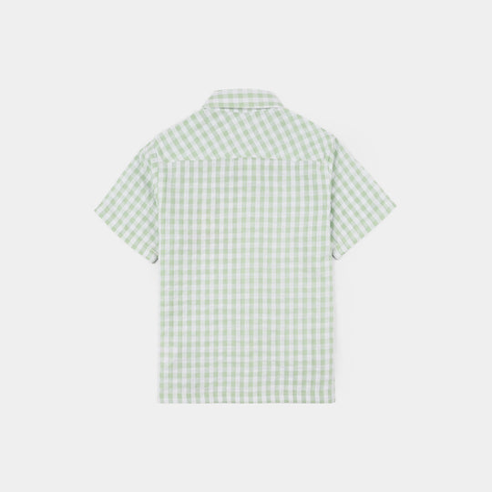 Infant Boys Yarn Dyed Shirt (Check) - Green