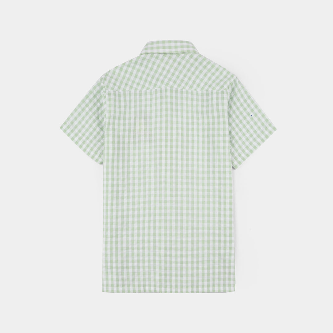 Boys Yarn Dyed Shirt (Check) - Green
