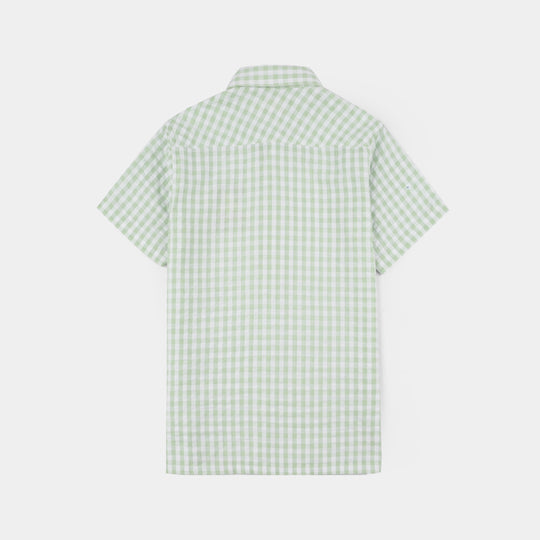 Boys Yarn Dyed Shirt (Check) - Green