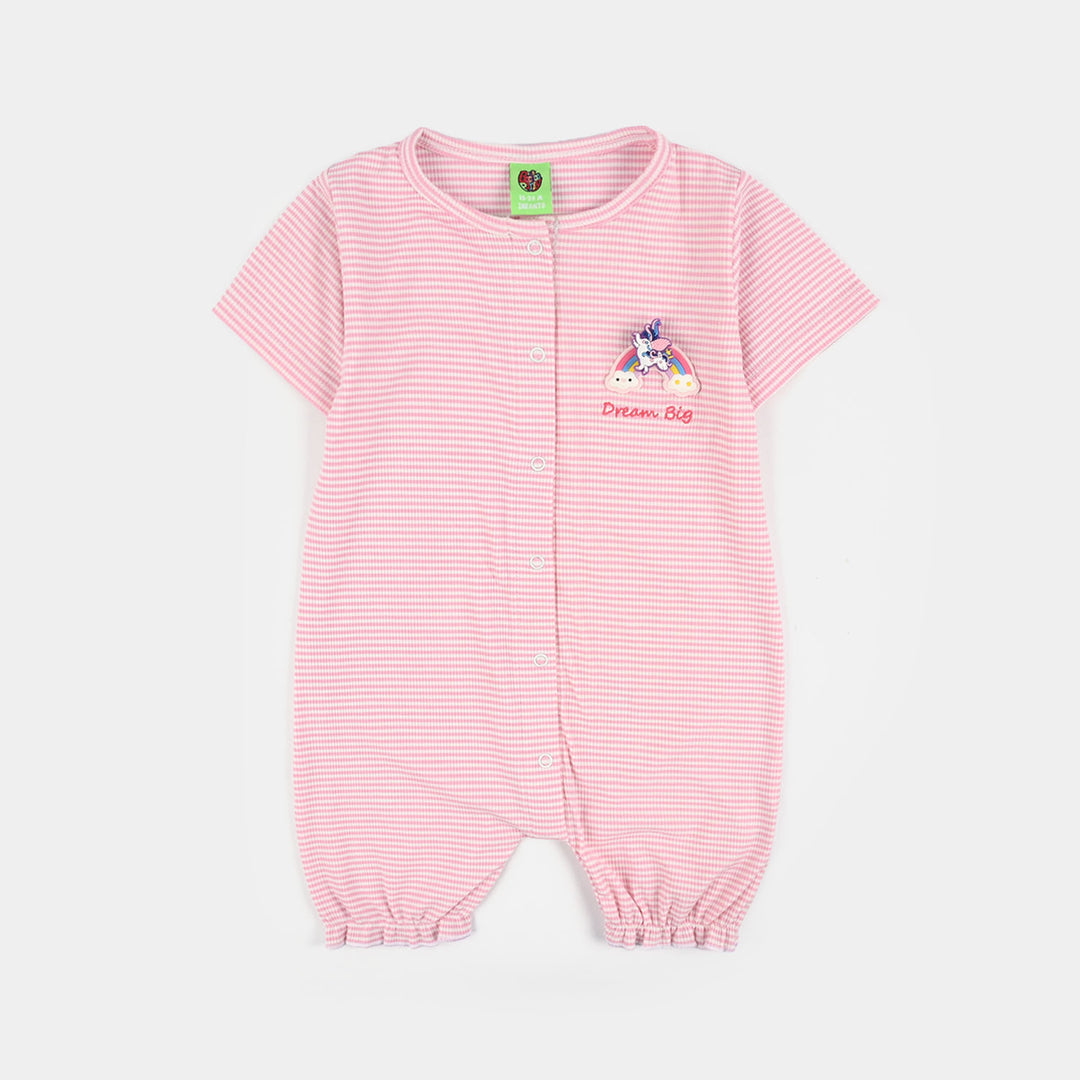 Infant Girls Yarn Dyed Romper - Pink