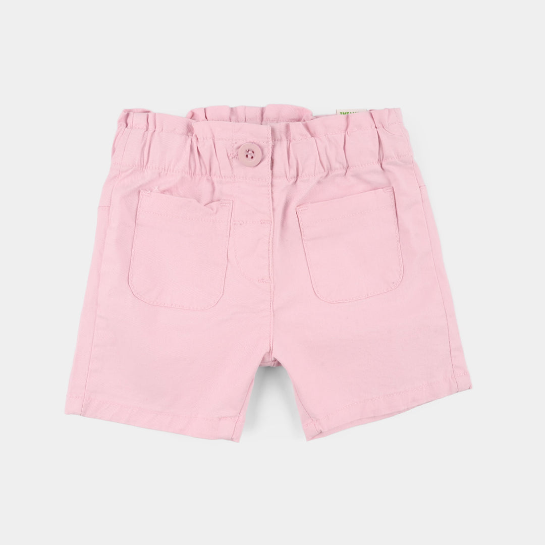 Infant Girls Cotton Twill Shorts - Pink