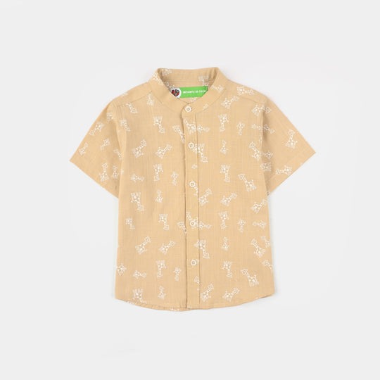 Infant Boys Cotton Shirt (Giraffee) - Brown