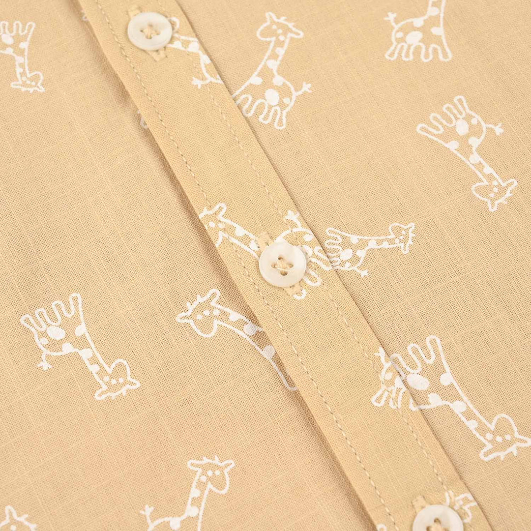 Infant Boys Cotton Shirt (Giraffee) - Brown
