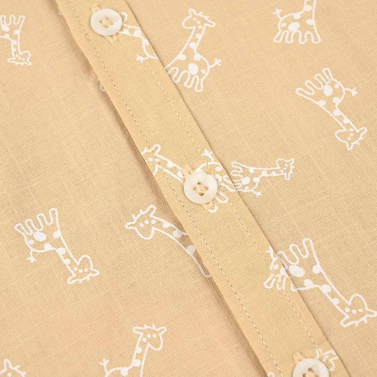 Infant Boys Cotton Shirt (Giraffee) - Brown