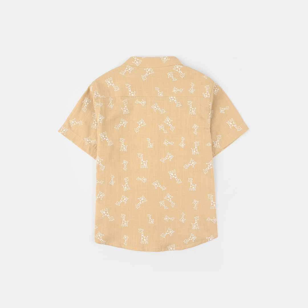 Infant Boys Cotton Shirt (Giraffee) - Brown