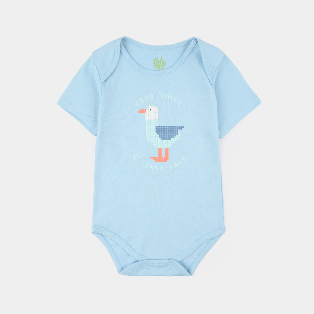 Infant Boys Cotton Interlock Romper (Good Times) - Blue