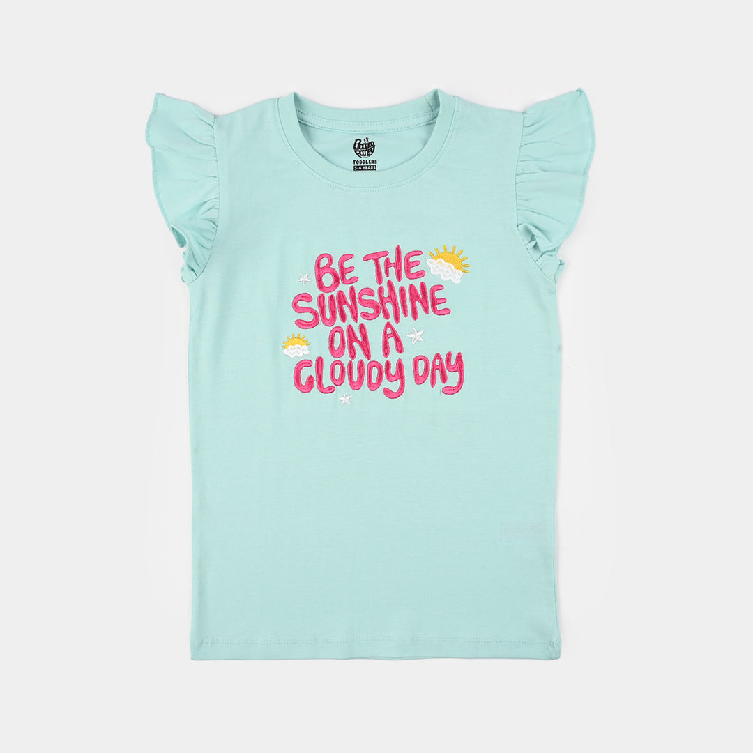 Girls Jersey/Terry T-Shirt (Be The Sunshine) - Blue