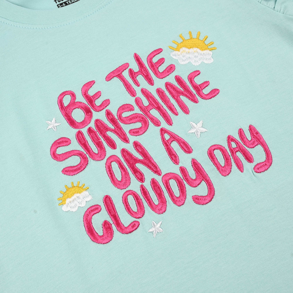 Girls Jersey/Terry T-Shirt (Be The Sunshine) - Blue