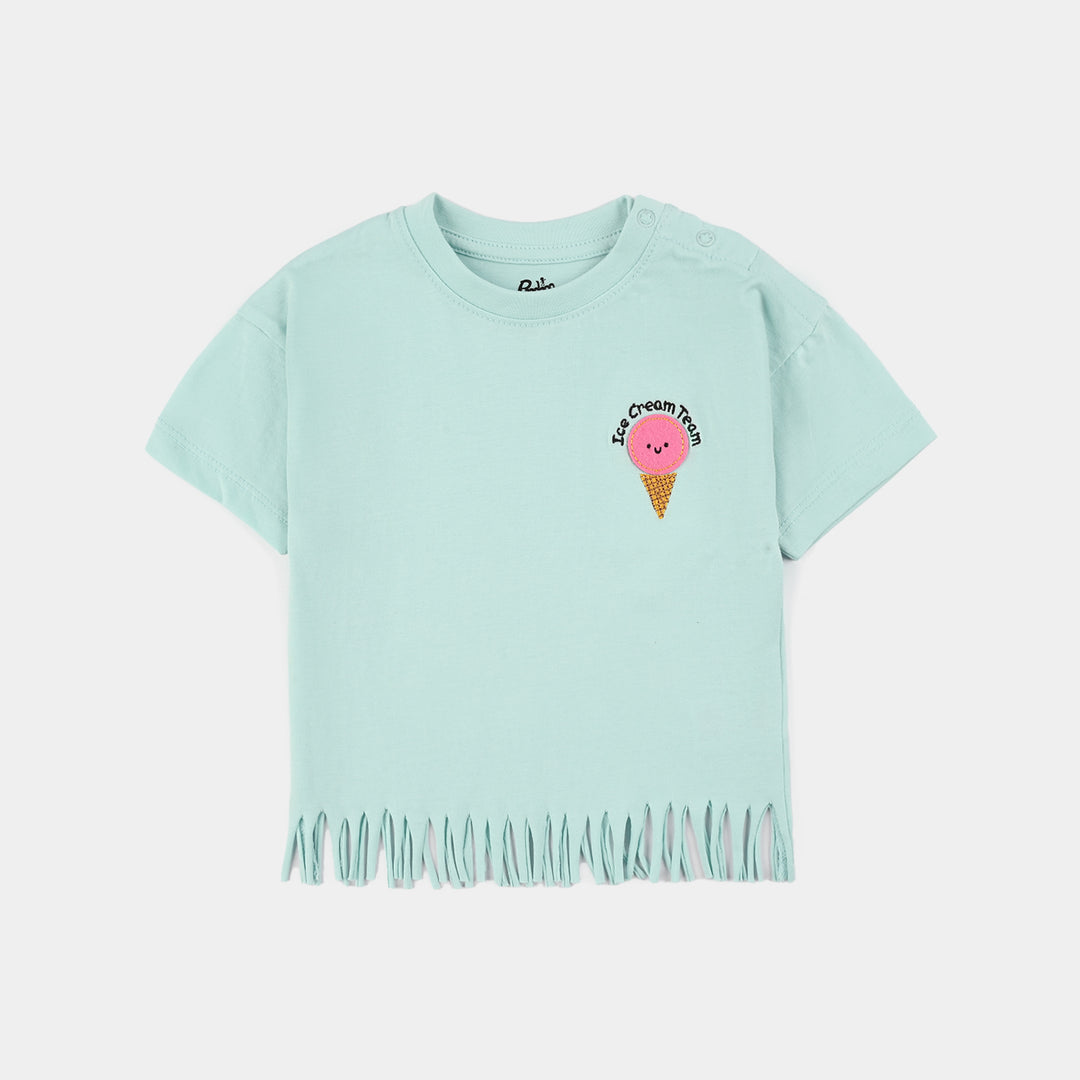 Infant Girls Jersey/Terry T-Shirt (Ice Cream) - Green