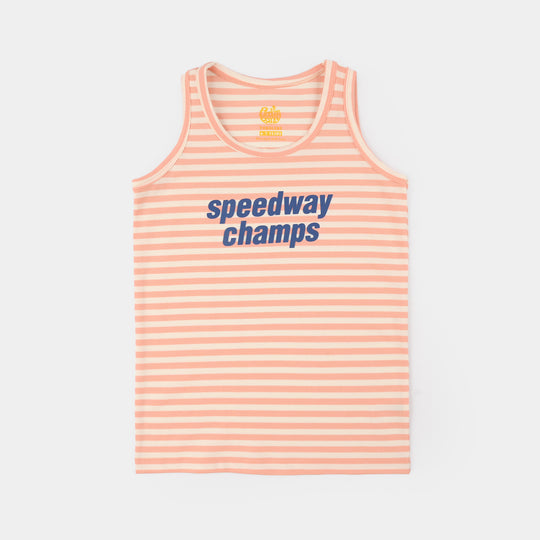 Boys Yarn Dyed Sando (Speedway Champs) - Peach