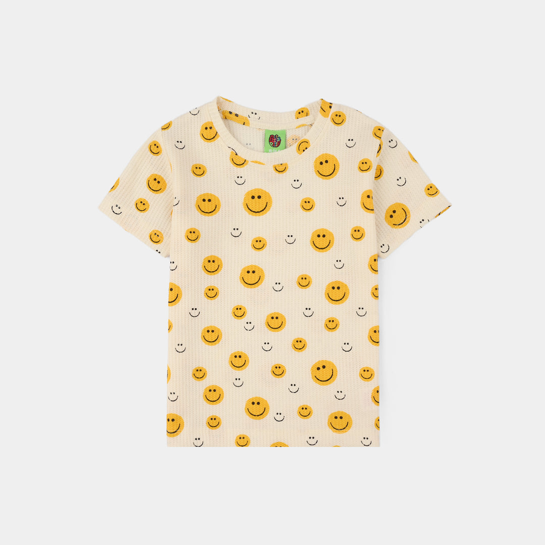 Infant Boys Thermal T-Shirt (Smiley Face) - White