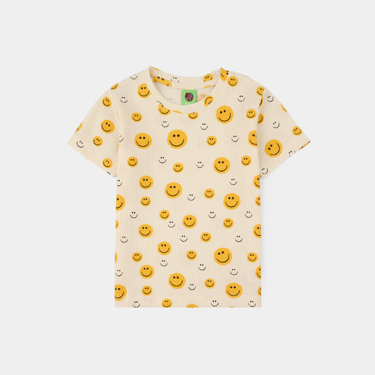 Infant Boys Thermal T-Shirt (Smiley Face) - White