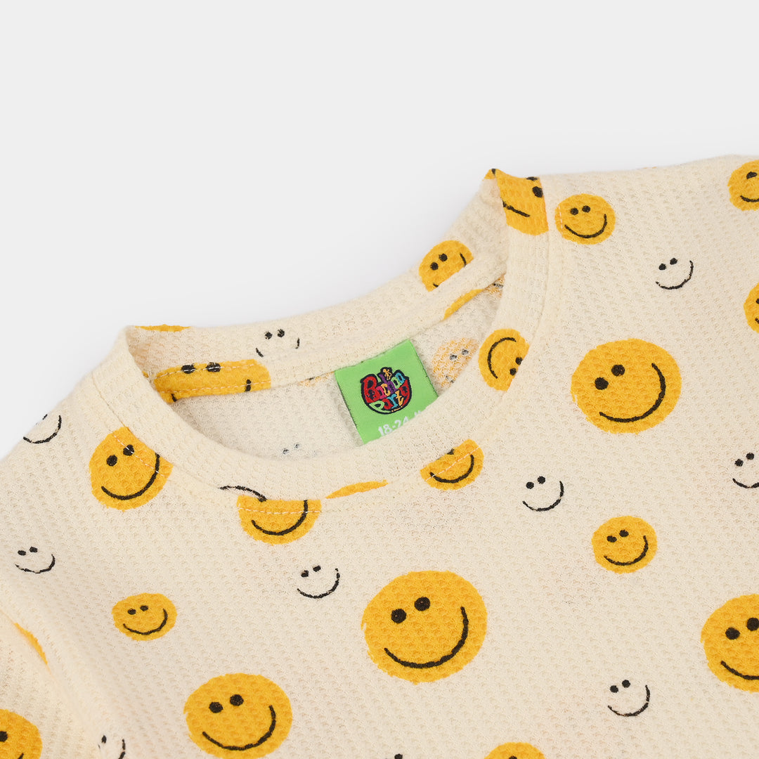Infant Boys Thermal T-Shirt (Smiley Face) - White