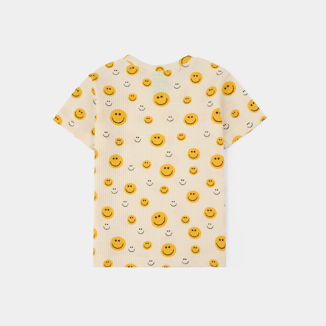 Infant Boys Thermal T-Shirt (Smiley Face) - White