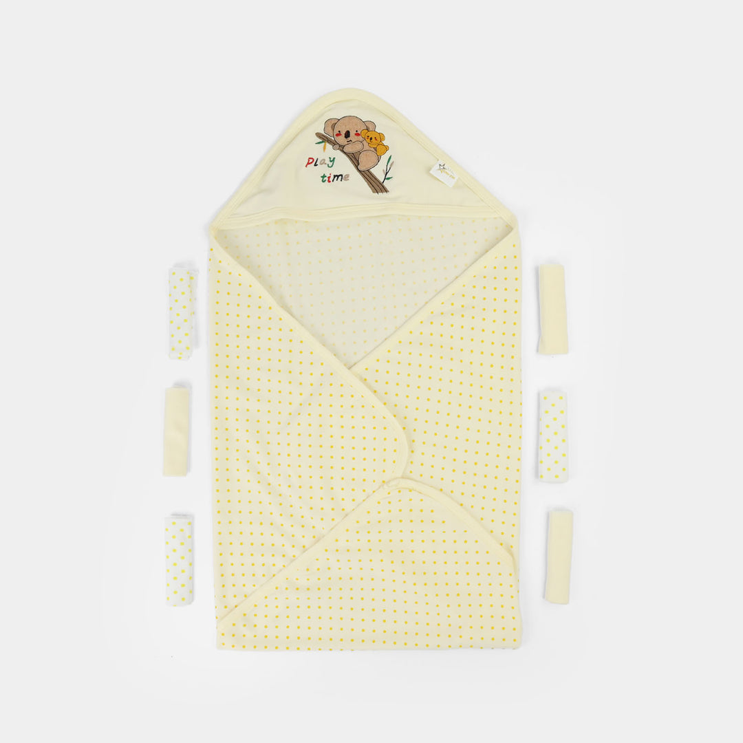 Baby Hooded Wrapping Sheet + 6Pcs Washcloths