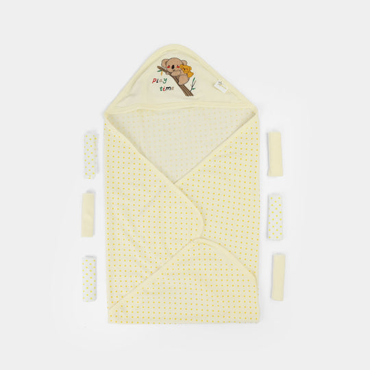 Baby Hooded Wrapping Sheet + 6Pcs Washcloths