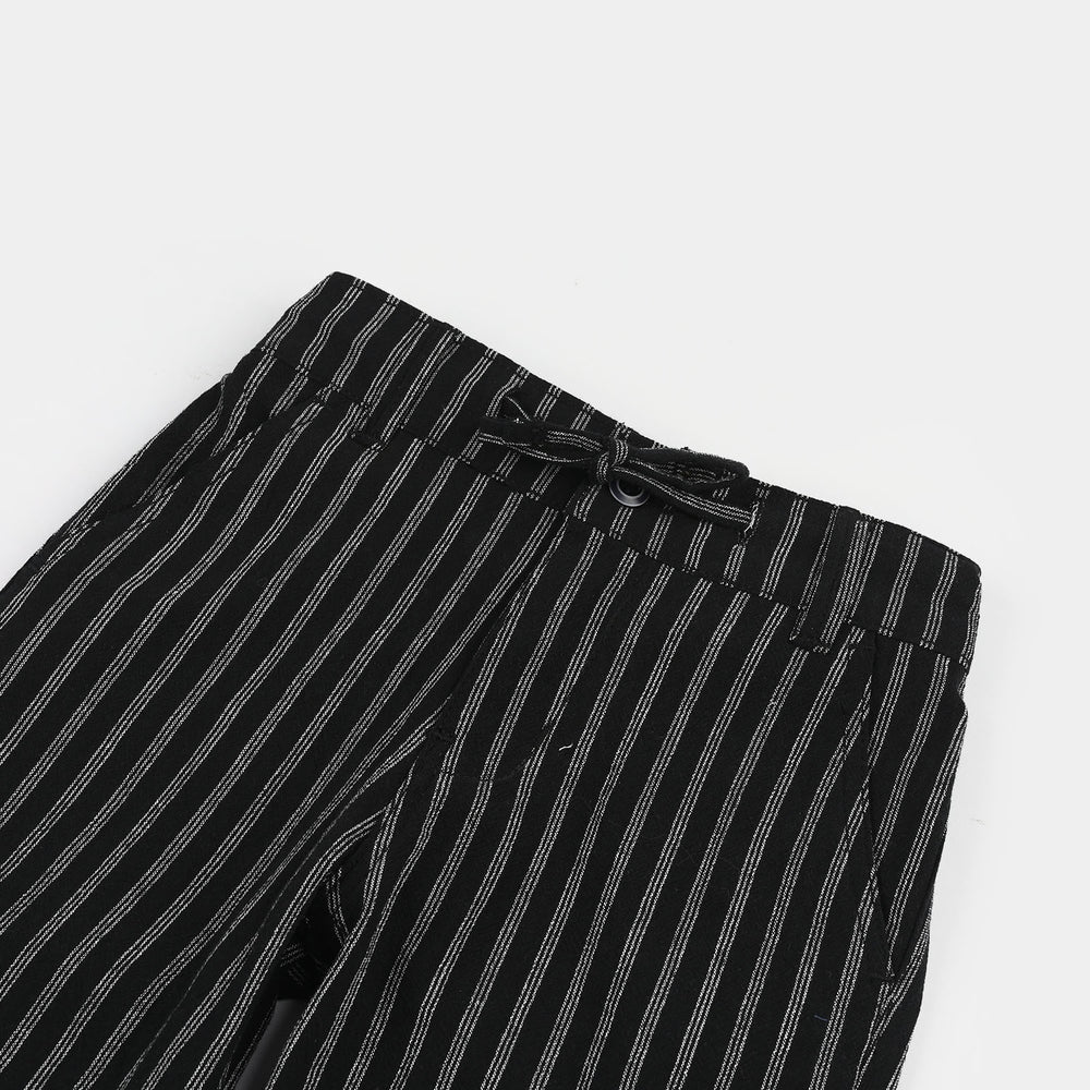 Boys Cotton Pants (Stripe) - Black