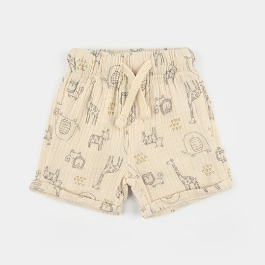 Infant Boys Gauze Shorts - Cream