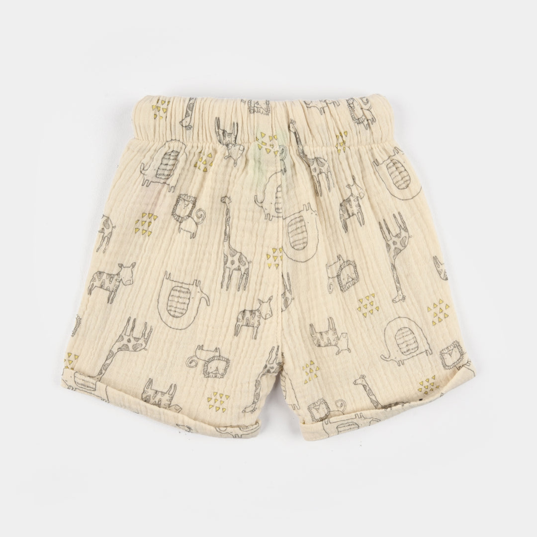 Infant Boys Gauze Shorts - Cream