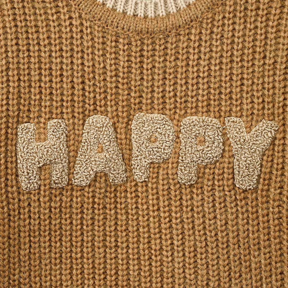 Infant Boys Acrylic Sweater - Happy - Mustard