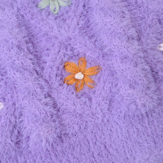 Infant Girls Acrylic Sweater - Flower Fusion - Lilac