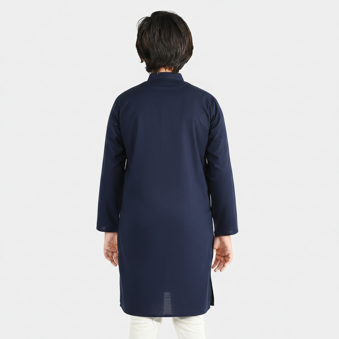 Boys Poly Viscose Kurta (Lurex) - Navy