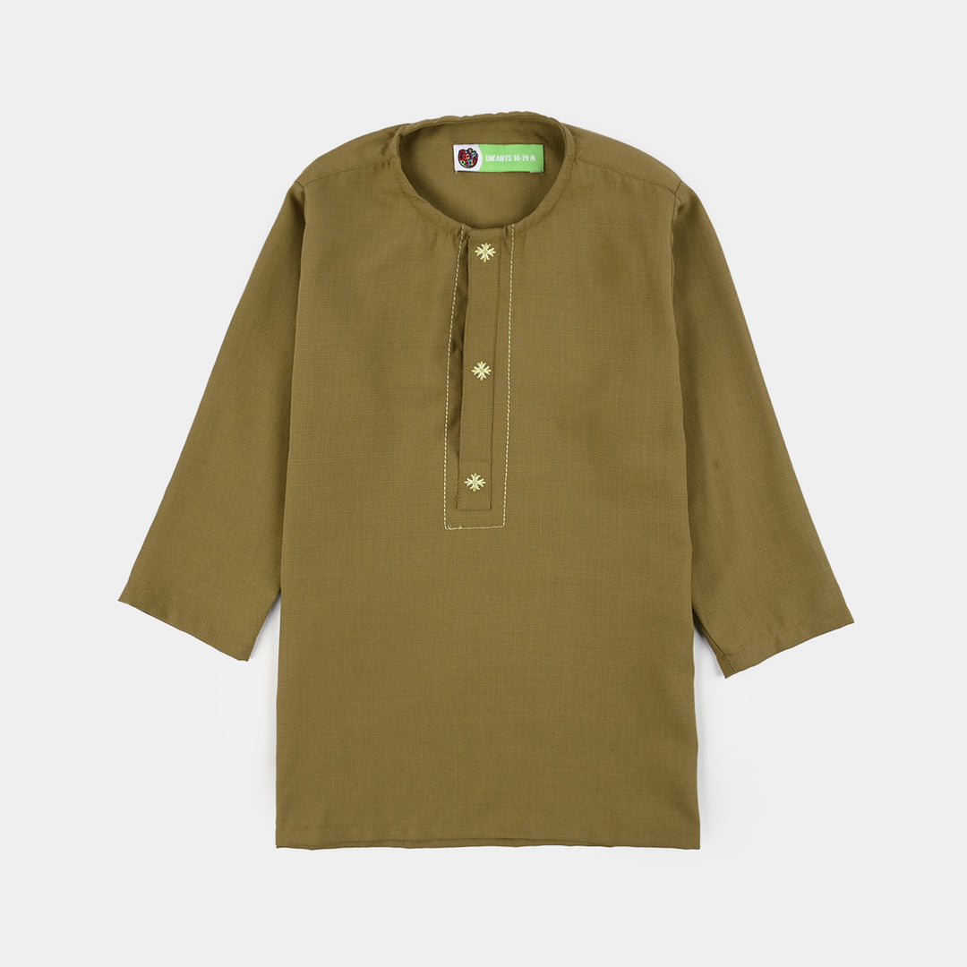 Infant Boys Poly Viscose Kurta Pajama - Green