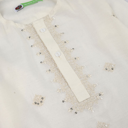 Infant Boys Poly Viscose Kurta Pajama (Jagmag) - White
