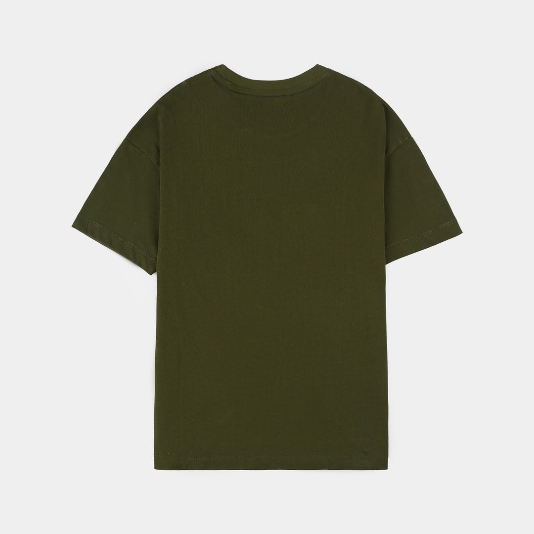 Boys Jersey/Terry T-Shirt (Lets Race) - Green