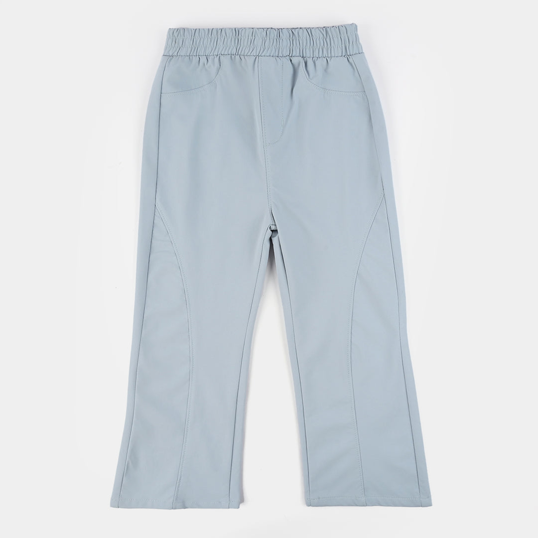 Girls Poly Twill Jeggings (Flared) - Blue