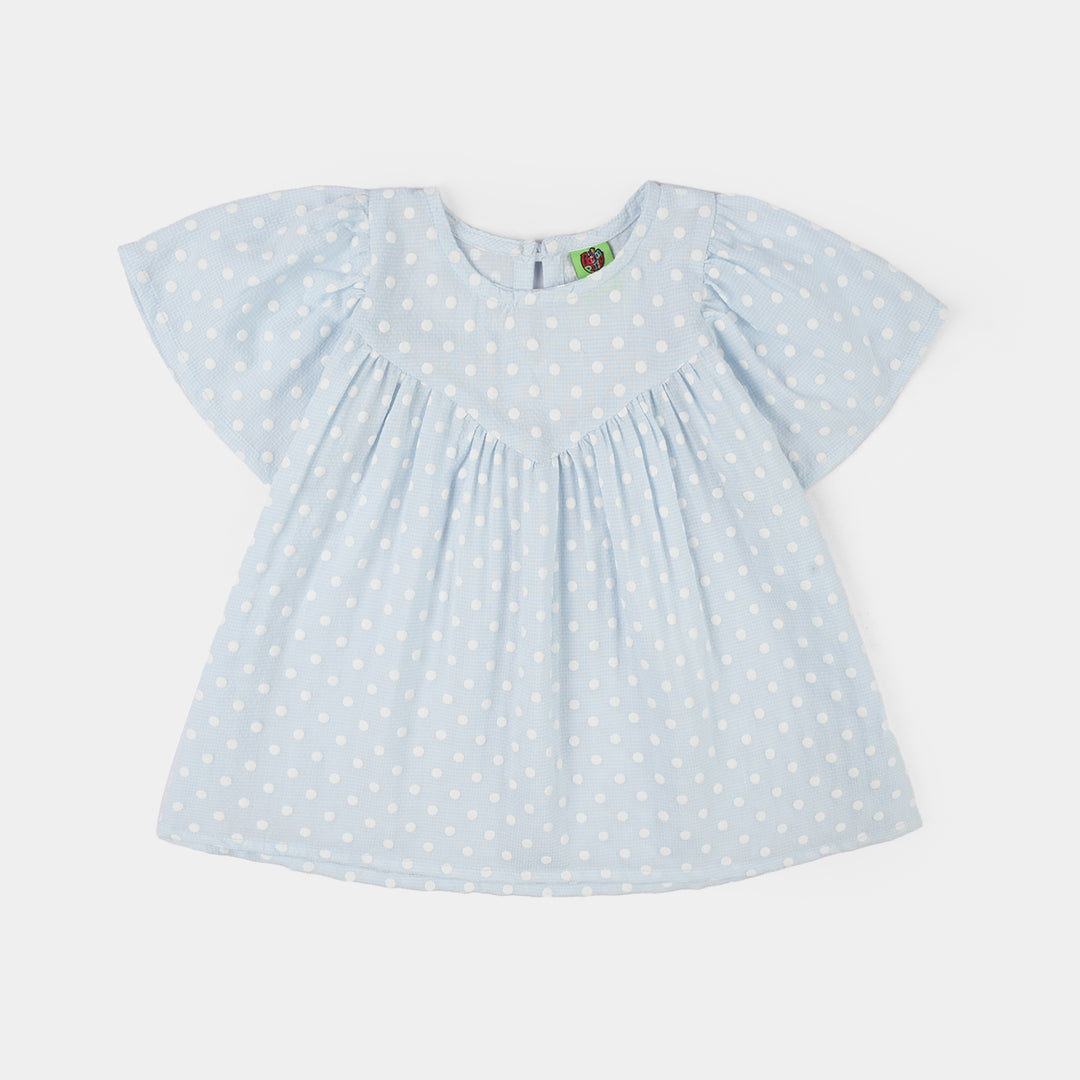Infant Girls Cotton Casual Frock - Blue