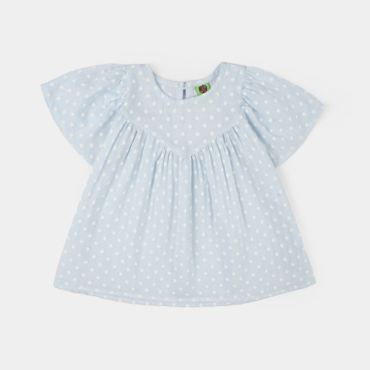 Infant Girls Cotton Casual Frock - Blue