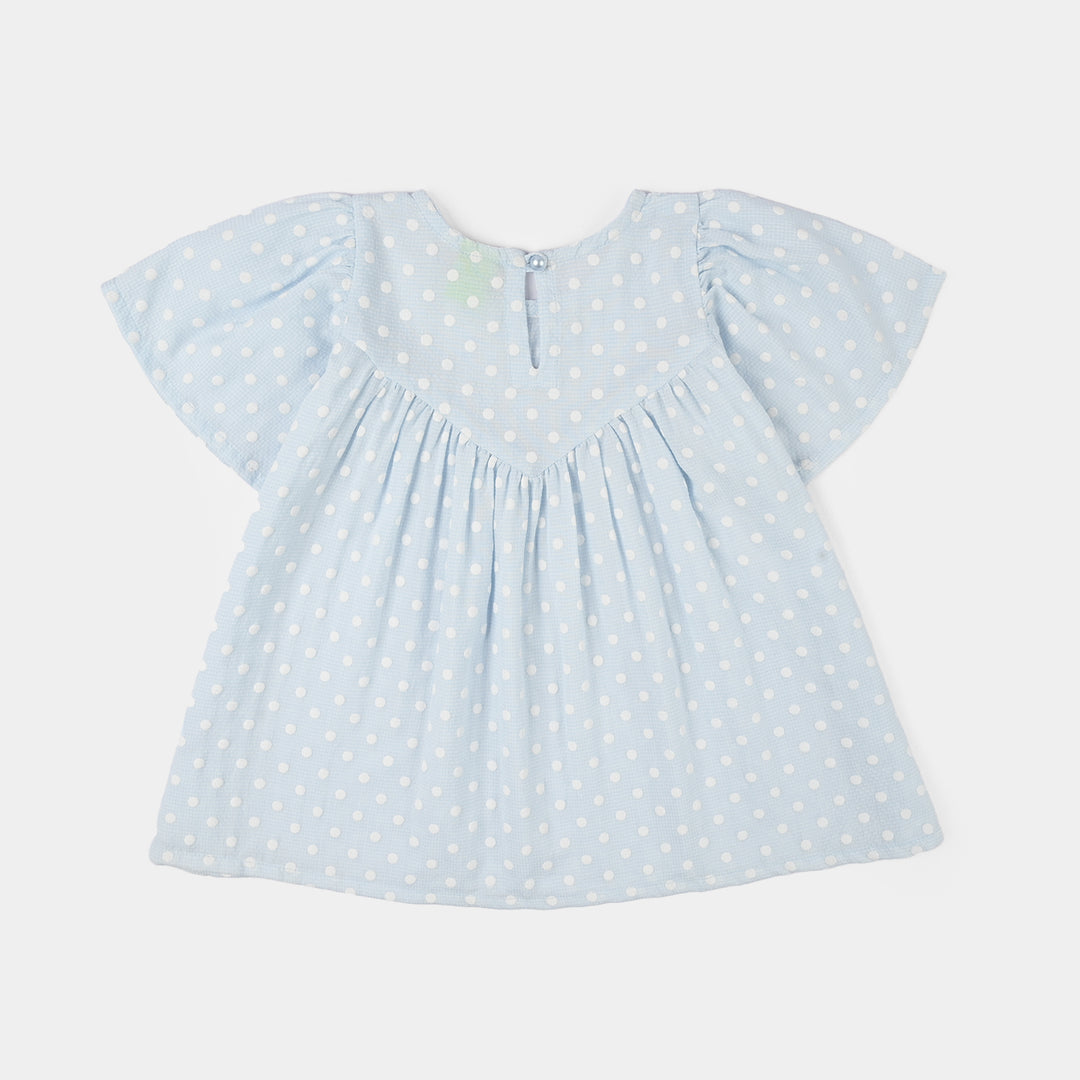 Infant Girls Cotton Casual Frock - Blue