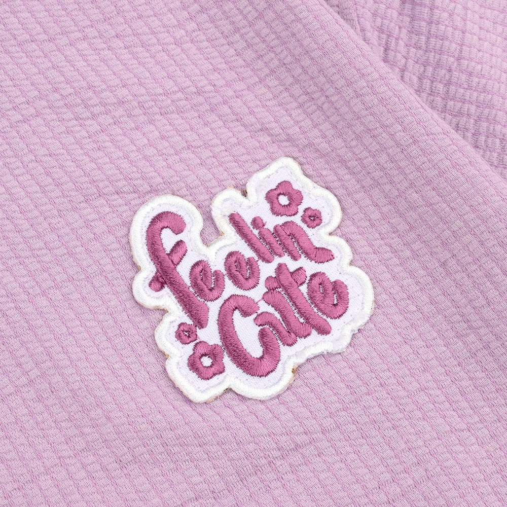 Girls Thermal T-Shirt (Feeling Cute) - Purple