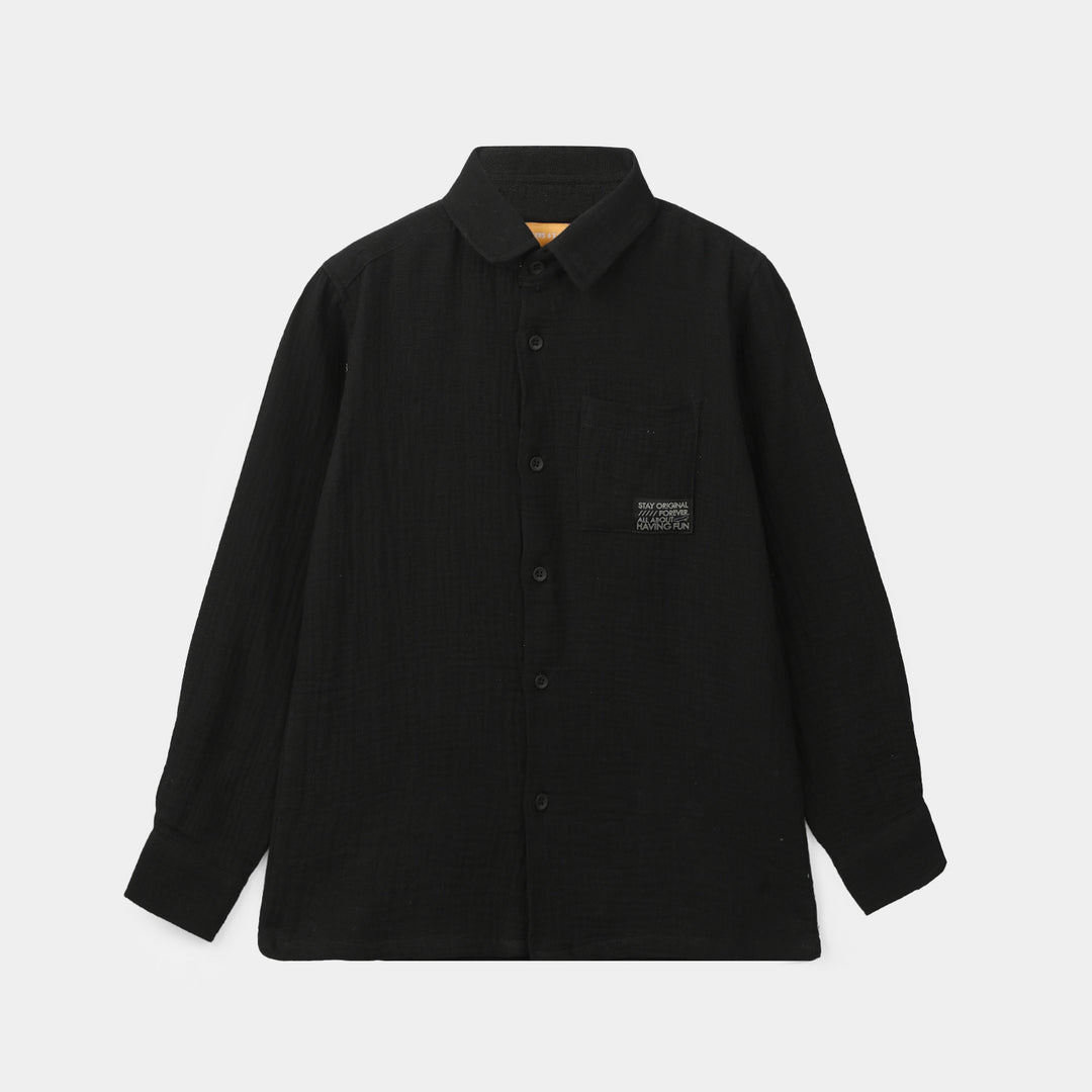Teens Boys Gauze Shirt (Stay Original) - Black