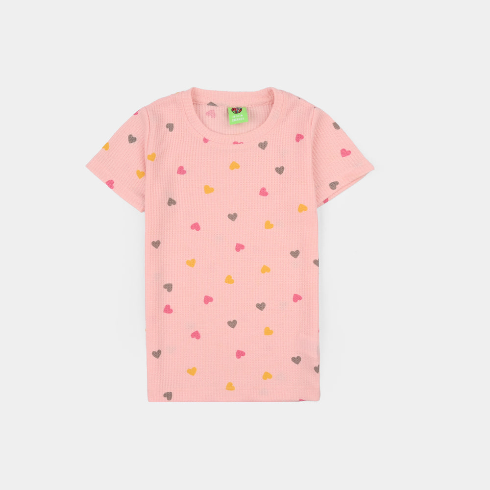 Infant Girls Thermal T-Shirt Hearts-PINK