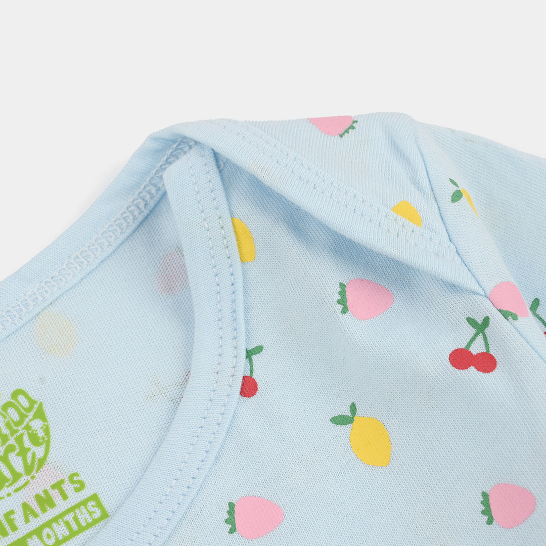 Infant Girls Cotton Jersey T-Shirt Set (Fruits Pack of 3) - Blue/Red/Multi