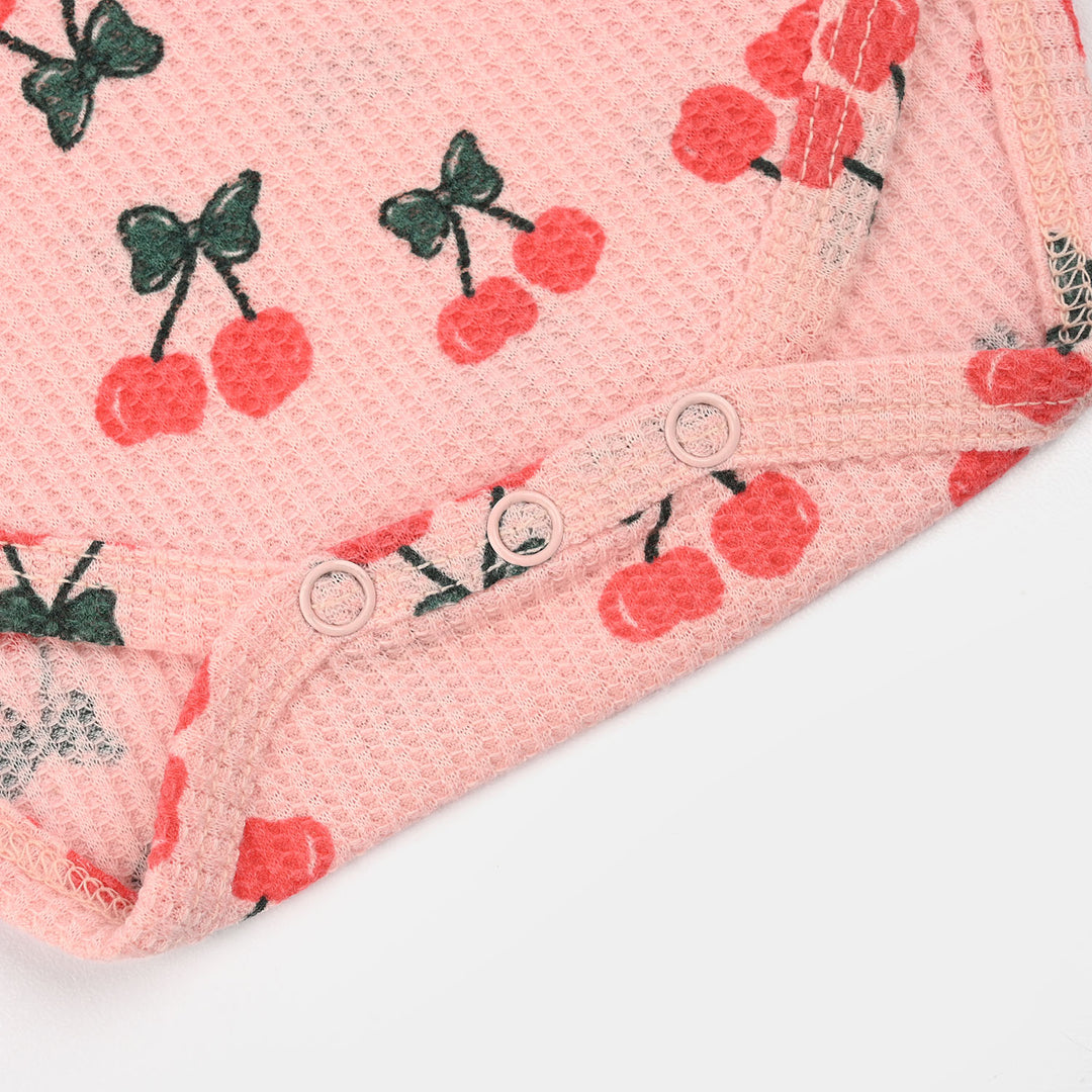 Infant Girls Cotton Romper (Cherry) - Pink
