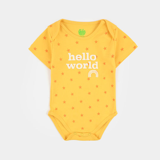 Infant Unisex Cotton Romper (Hello World) - Yellow
