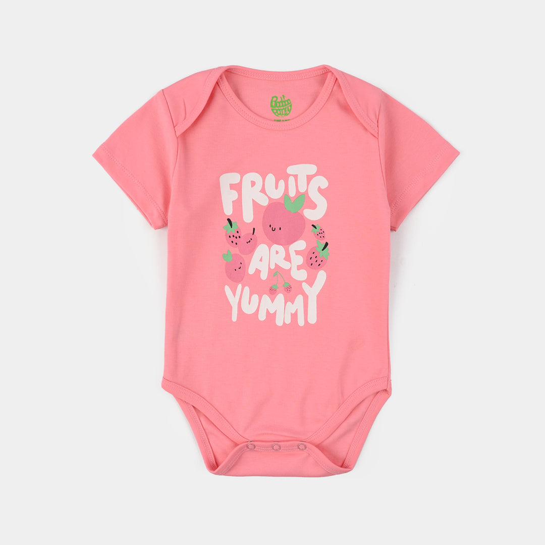 Infant Girls Cotton Romper (Fruits Are Yummy) - Pink