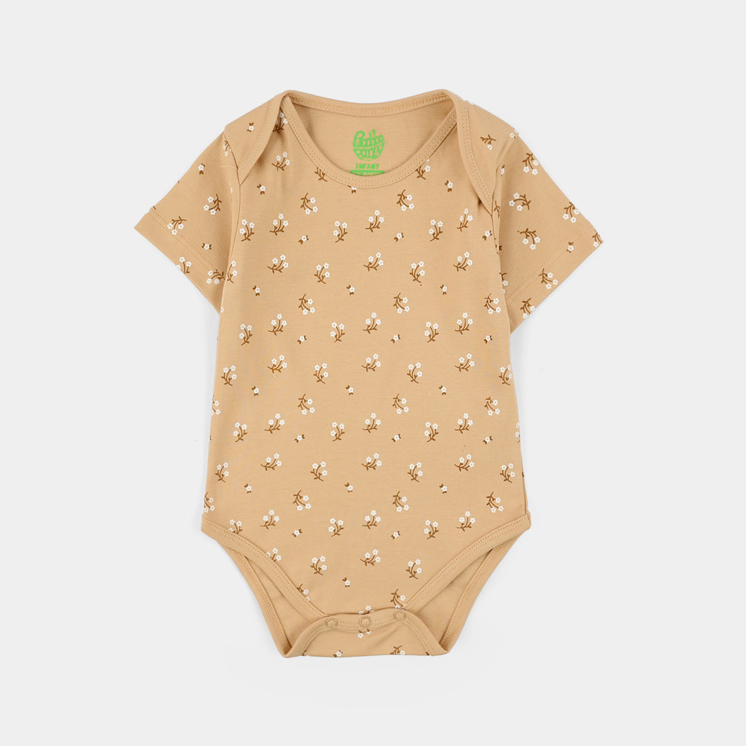 Infant Unisex Cotton Interlock Romper (Bloom) - Brown